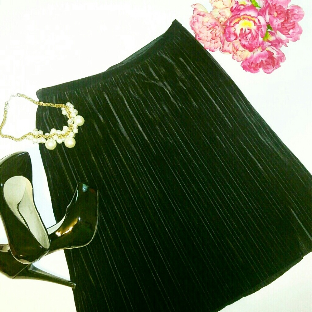 πHP!ππNWT Sanctuary Black Velvet Pleated Skirt - Picture 5 of 5